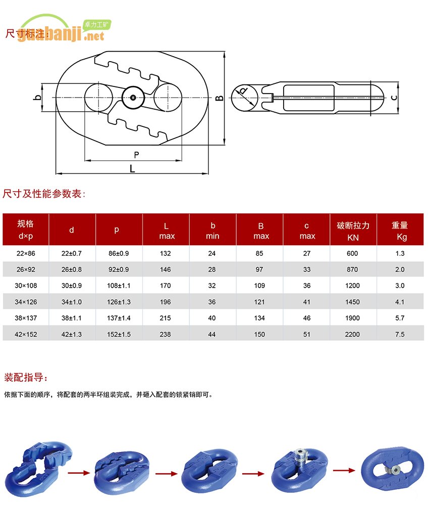 扁平弧齒型接鏈環(huán) 扁平環(huán) 弧齒環(huán)規(guī)格、尺寸、裝配指導(dǎo)